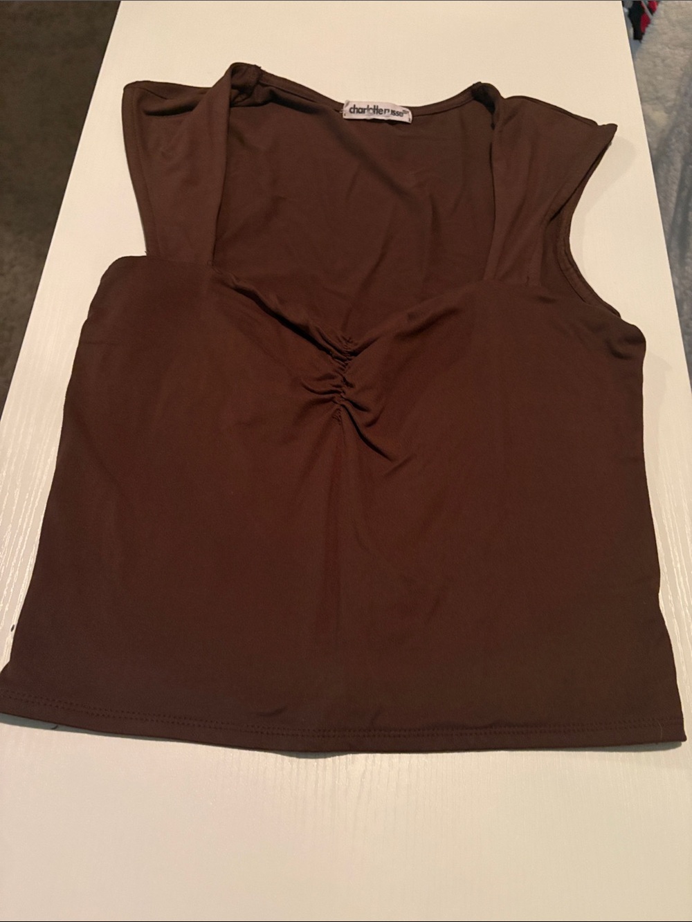 Charlotte Russe Chocolate Brown Ruched Sleeveless Tank Top